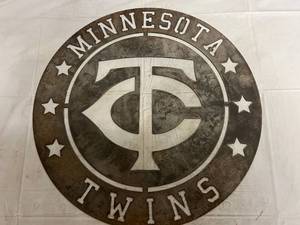 lot 24 image: Minnesota Twins Laser Cut Metal Sign