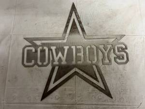 lot 26 image: Dallas Cowboys Laser Cut Metal Sign