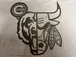 lot 28 image: Chicago Sports Laser Cut Metal Sign