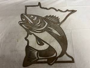 lot 32 image: Minnesota Bass Laser Cut Metal Sign