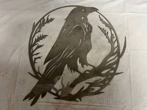 lot 40 image: Crow Laser Cut Metal Sign