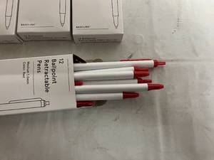 lot 221 image: 8 x 12 Packs Ballpoint Retractable Pens - Red