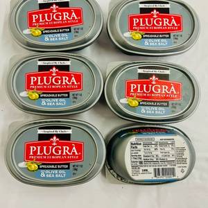 lot 113 image: CC. 6x 7oz Plugra Spreadable Butter-Olive Oil & Sea Salt