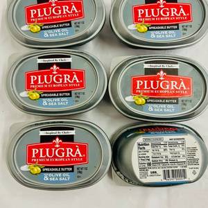 lot 114 image: CC. 6x 7oz Plugra Spreadable Butter-Olive Oil & Sea Salt
