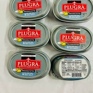 lot 115 image: CC. 6x 7oz Plugra Spreadable Butter-Olive Oil & Sea Salt