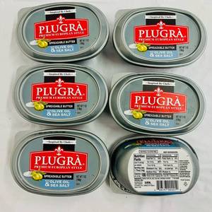 lot 120 image: CC. 6x 7oz Plugra Spreadable Butter-Olive Oil & Sea Salt
