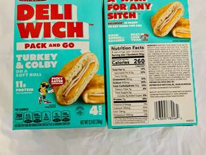 lot 126 image: UP.2x 4pk. Hot Pocket Deli Wich Turkey & Colby on a Soft Roll