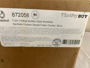 lot 137 image: F. 10lbs Fully Cooked Buffalo Style Chicken Fritters-Boneless, Skinless Chicken Breast Fritter Chunks