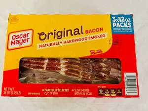 lot 147 image: F. 2.25lb(3x 12oz Packs) Oscar Mayer Original Bacon