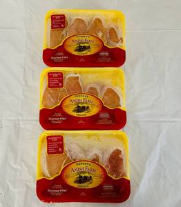 lot 152 image: H. 3x 1.35lb pkgs Gourmet Fillet Boneless Skinless Chicken Breast-Gerber Amish Farms