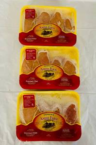 lot 157 image: H. 3x 1.35lb pkgs Gourmet Fillet Boneless Skinless Chicken Breast-Gerber Amish Farms