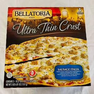 lot 167 image: L. 3x18.27oz Bellatoria Ultra Thin Crust Sausage Pizza