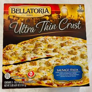 lot 168 image: L. 3x18.27oz Bellatoria Ultra Thin Crust Sausage Pizza