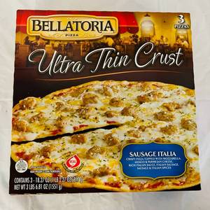 lot 169 image: L. 3x18.27oz Bellatoria Ultra Thin Crust Sausage Pizza