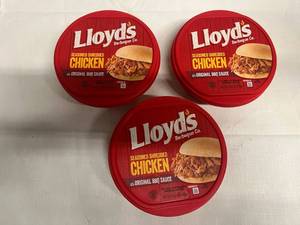lot 460 image: EE. 3x 16oz Lloyds Seasoned Shredded Chicken in BBQ Sauce