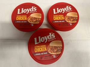 lot 463 image: EE. 3x 16oz Lloyds Seasoned Shredded Chicken in BBQ Sauce