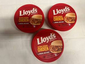 lot 465 image: EE. 3x 16oz Lloyds Seasoned Shredded Chicken in BBQ Sauce