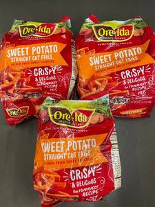 Lot of 3 Ore-Ida Sweet Potato Straight Cut Fries, 19oz Bags