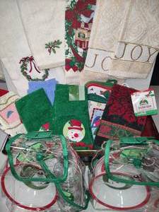 lot 407 image: Lot of Holiday TowelsPot HoldersKids Plate Sets