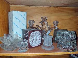 lot 447 image: Lot of GlassCrystal Candle Holders
