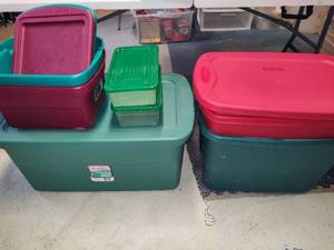 lot 474 image: Lot of Asst Holiday Storage Totes