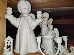 lot 460 image: Lot of Asst White Ceramic Angels & Candle Holders