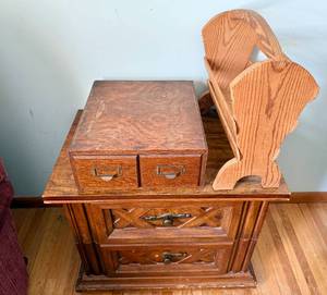 lot 204 image: Wood Side Table, Storage Box & Magazine Rack