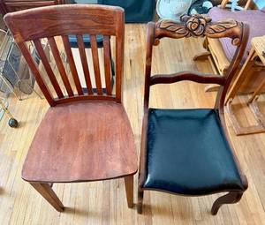lot 202 image: Two Vintage Wood Chairs