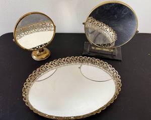 lot 232 image: Vintage Vanity Tray and Two Mirrors