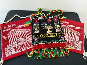 lot 254 image: Lot of Boho Woven PursesBags and Table Runners