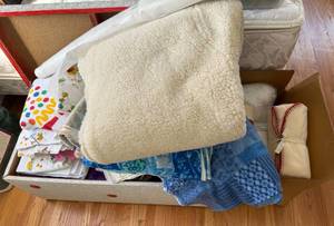 lot 286 image: Large Box of Material, pillow forms and more