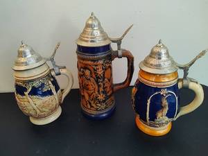 lot 32 image: Lot of Three Beer Steins