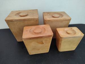 lot 48 image: Vintage Set of Nesting Wood Canisters