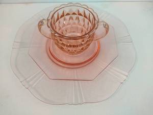 lot 86 image: Pink Depression Glass