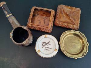 lot 99 image: Vintage Ashtrays and Pipe Planter