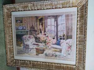 lot 137 image: Waterfront Cottage Framed Art Signed Marilyn Simandle