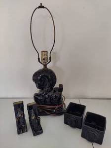 lot 154 image: VIntage Black Horse Lamp  More