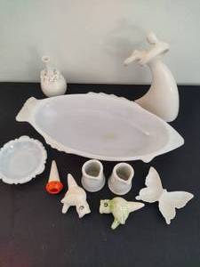 lot 106 image: White Ceramic Home Decor and Serving Pieces