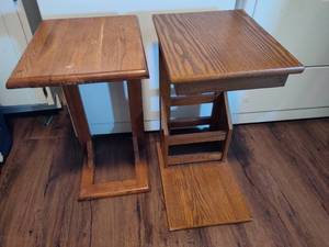 lot 318 image: Two Wood C-Shaped Couch Trays