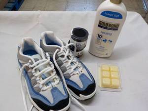 lot 7 image: Tennis Shoes size 6, Gold Bond Loti...