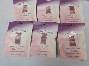 lot 29 image: 6 ct 3.5 oz bags Vegobears Malibu F...