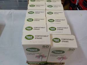 lot 101 image: 12 boxes Compostable Straws...