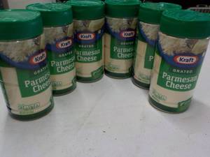 lot 227 image: 6 ct 8 oz Kraft Grated Parmesan Che...