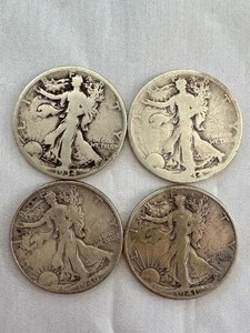 lot 5 image: MIXED LOT OF 4 WALKING LIBERTY HALF DOLLAR