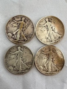 lot 6 image: MIXED LOT OF 4 WALKING LIBERTY HALF DOLLAR