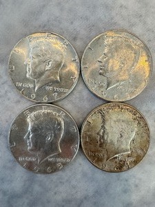 lot 38 image: MIXED LOT OF 4 EISENHOWER SILVER HALF DOLLAR