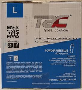lot 9 image: GLOBAL SOLUTIONS  TAC BRAND- POWDER Free Blue Gloves (10 Boxes) SIZE L