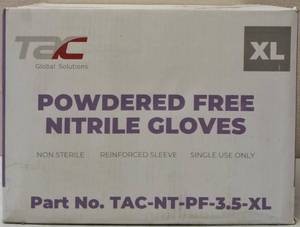 lot 10 image: GLOBAL SOLUTIONS TAC BRAND- Powder Free Nitrile Gloves (10 Boxes)  Size XL - NEW