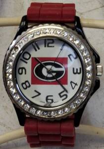 lot 24 image: University of Georgia Watch - Studded Face & Red Band