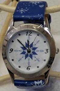 lot 25 image: Snowflake Watch - Blue Band with White Snowflakes (View Photos)